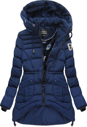 PIKOWANA KURTKA Z KAPTUREM GRANATOWA (W809)