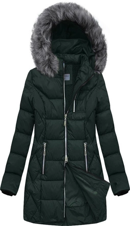 PIKOWANA KURTKA Z KAPTUREM BUTELKOWA ZIELEŃ (B2644)