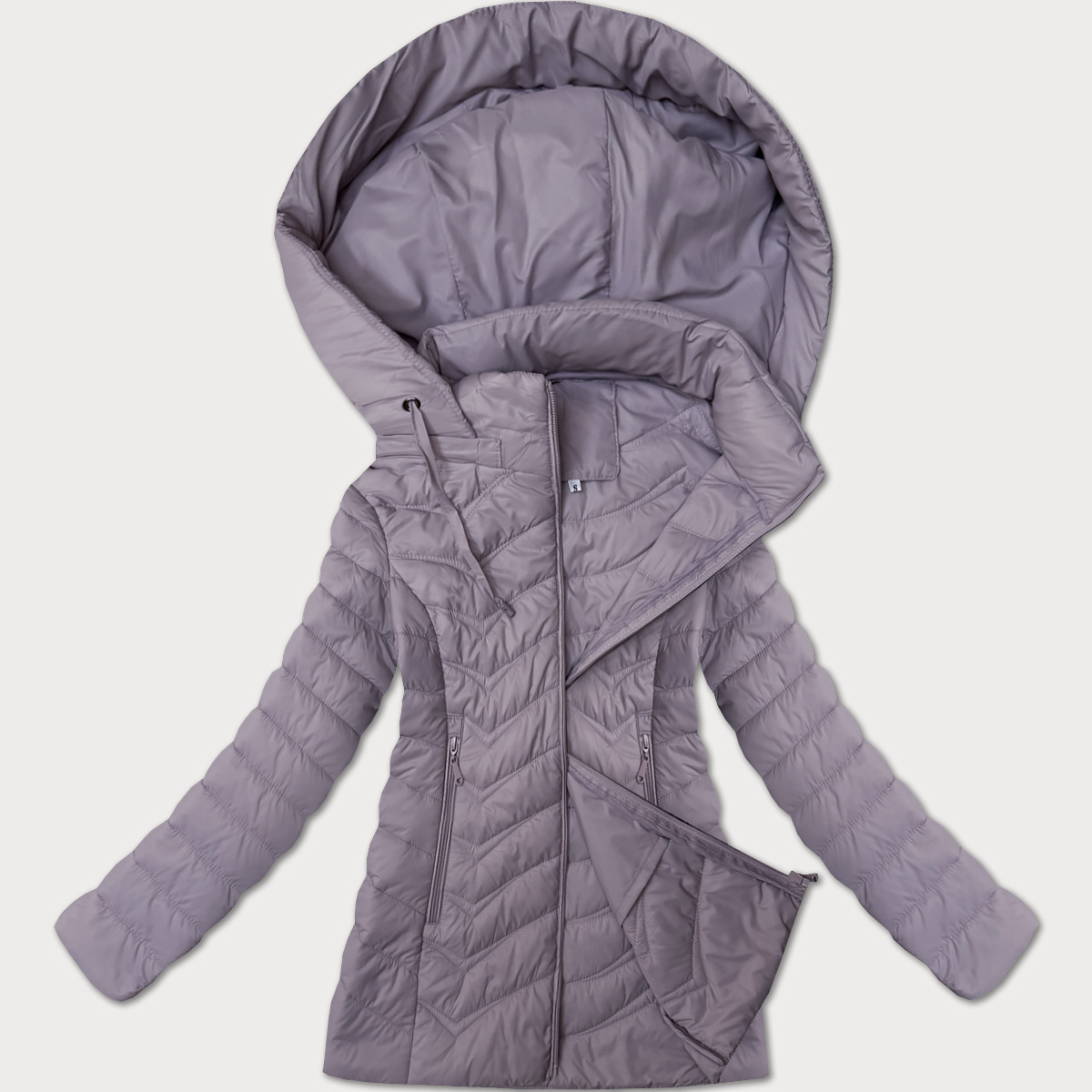 Pikowana kurtka damska z kapturem J Style jasny wrzos (16M9238-35)
