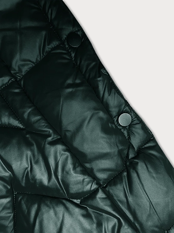 Długa kurtka pikowana damska Glakate ciemna zielona (LU-2203)