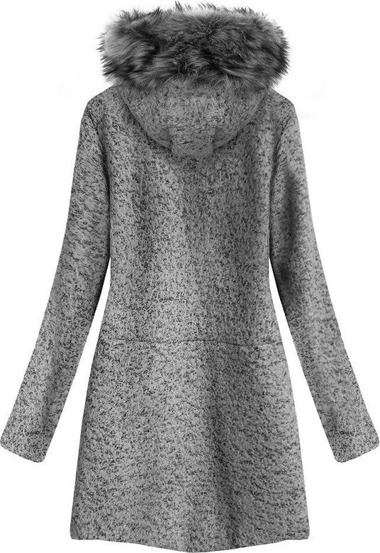 KRÓTKI PŁASZCZ Z KAPTUREM SZARY (516ART)