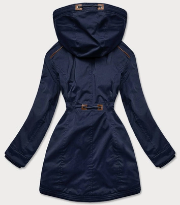 ZIMOWA PARKA DAMSKA Z WSTAWKAMI Z EKOSKÓRY GRANATOWA (M-21A93)