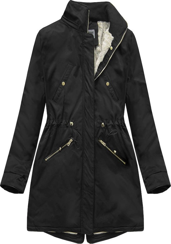 DAMSKA PARKA ZIMOWA NA MISIU CZARNA (B2623)