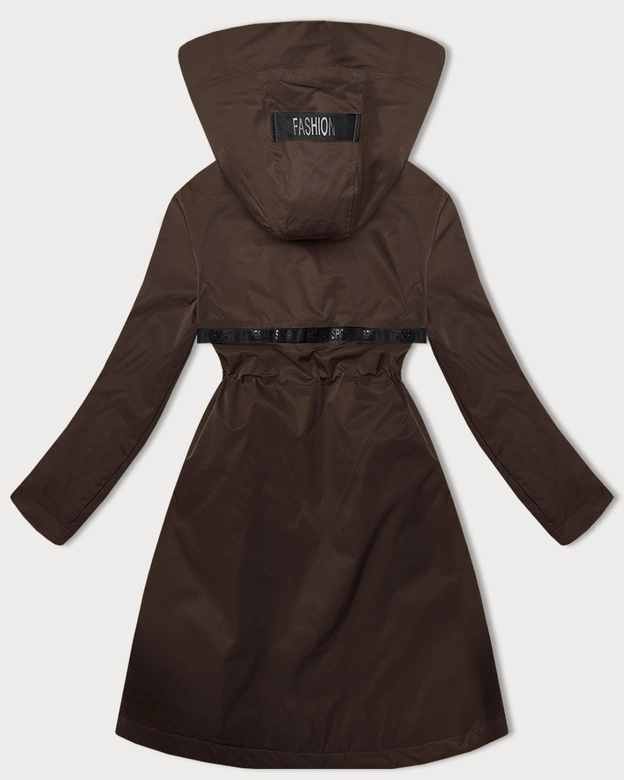 Prosta kurtka damska z kapturem LHD brązowa (LHD-24592)