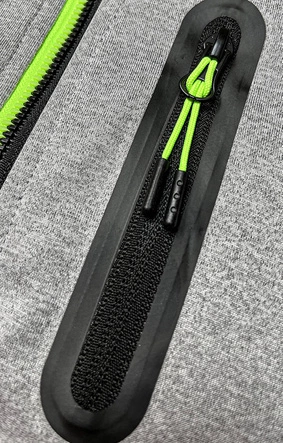 Sportowa kurtka damska z neonowymi wstawkami granat-szary (8M911-215)