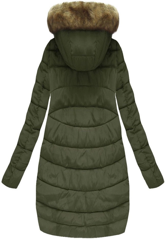 KURTKA ZIMOWA Z KAPTUREM KHAKI (R3577)