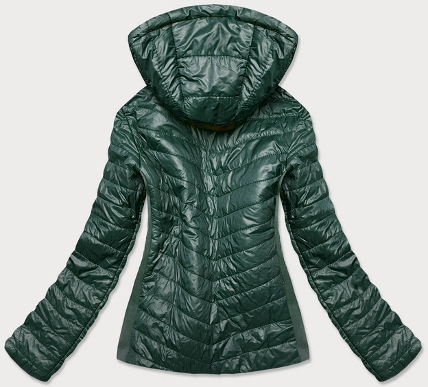 PIKOWANA KURTKA DWUSTRONNA DAMSKA BUTELKOWA ZIELEŃ (RQW-6843)