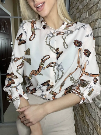 BLUZKA KOSZULOWA Z DŁUGIM RĘKAWEM BLADY RÓŻ (20075/1)