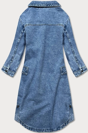 Luźna damska jeansowa kurtka/narzutka niebieska (pop7030-k)