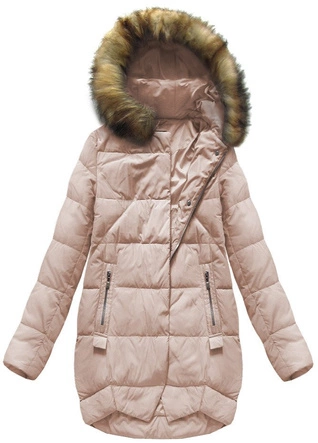 KURTKA Z PUCHEM NATURALNYM ŁOSOSIOWA (8071)