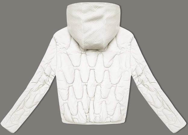 Krótka kurtka zimowa z ozdobnym kapturem S'west ecru (B8261-26)