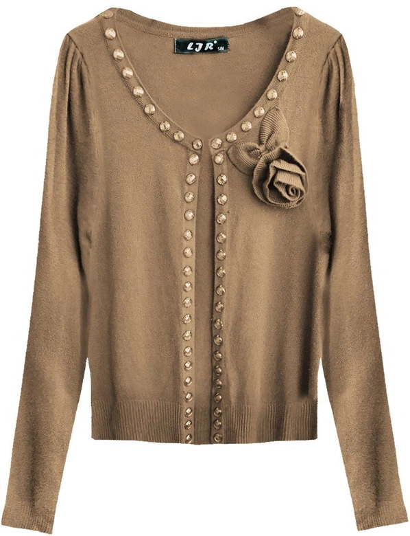 KRÓTKI SWETEREK Z CYRKONIAMI KARMELOWY (1524)