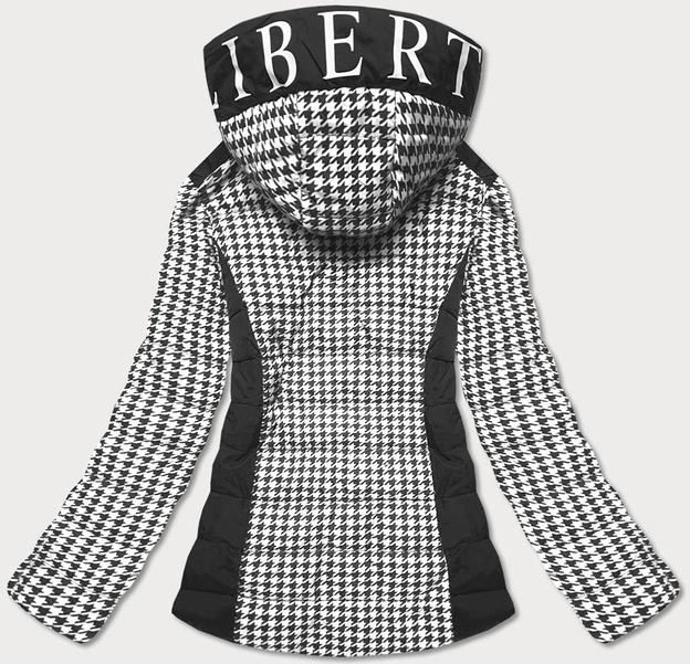 Kurtka damska we wzorki czarno-biała (w716-1)