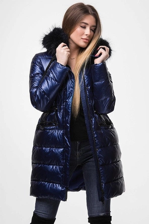 ORTALIONOWA DŁUŻSZA ZIMOWA KURTKA DAMSKA NIEBIESKA (J9-005)