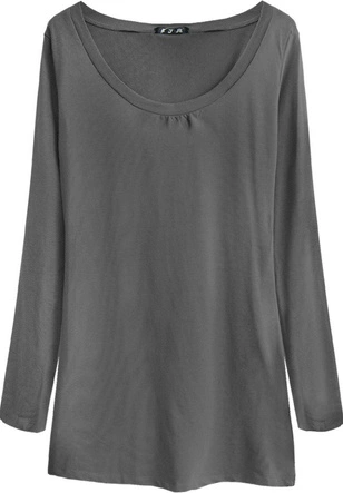 BAWEŁNIANA BLUZKA Z DŁUGIM RĘKAWEM CIEMNOSZARA (1301)