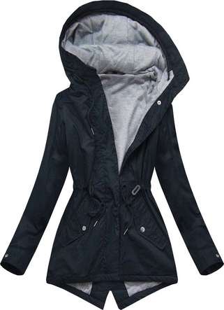 KRÓTKA PARKA Z KAPTUREM GRANATOWA (R2689)