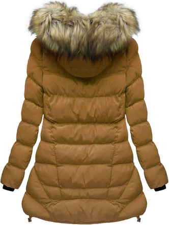 PIKOWANA KURTKA Z KAPTUREM KARMELOWA (W811)