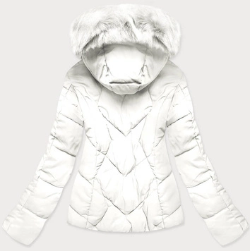 DAMSKA KRÓTKA KURTKA ZIMOWA Z KAPTUREM BIAŁA (H1021-82)