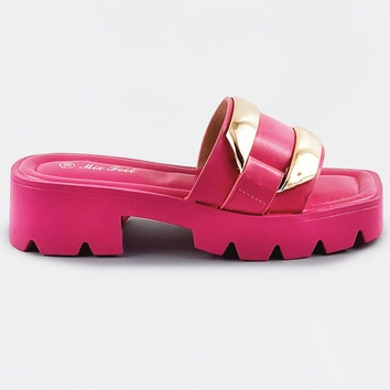 DAMSKIE KLAPKI NA TRAKTOROWEJ PODESZWIE FUKSJA (AE110)