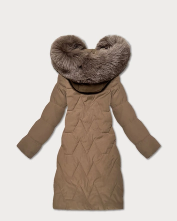 Damska kurtka zimowa z kapturem J Style camel (16M9201-84)