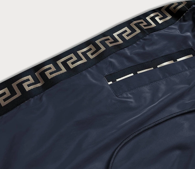 Lekka parka z ozdobnymi lampasami granatowa (hs-1856)