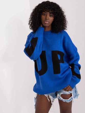 Damski sweter oversize ciemnoniebieski (8060)