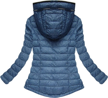 PIKOWANA KURTKA Z KAPTUREM NIEBIESKA (1718BIG)