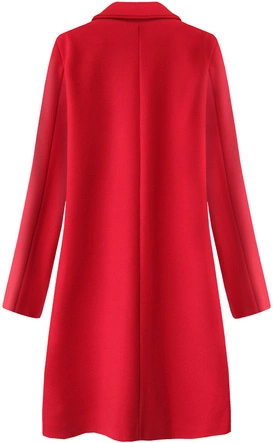 MINIMALISTYCZNY PŁASZCZ NA GUZIK CZERWONY (3106)