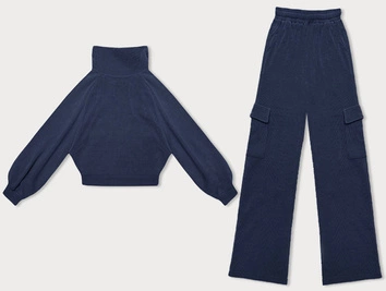 Casualowy komplet ze spodniami typu cargo granatowy (AMG-338A)