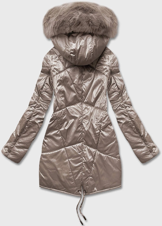 Przejściowa kurtka damska z kapturem beżowa (b8091-12)