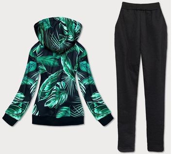 DAMSKI KOMPLET DRESOWY LIŚCIE CZARNY 3 (AMG887)