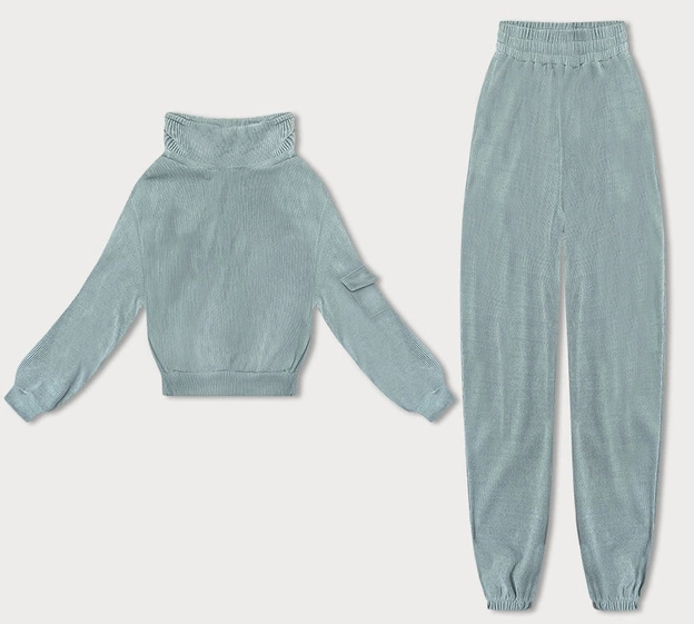 Dresowy komplet damski typu wafel miętowy (AMG-339A)