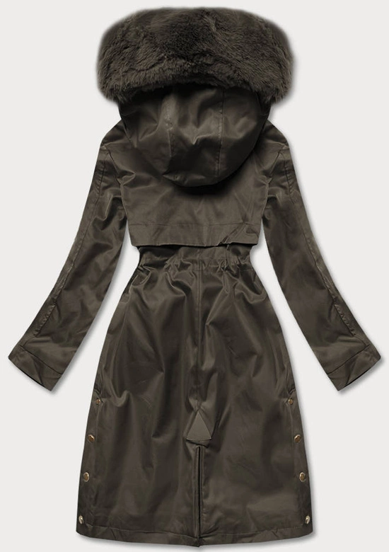 Zimowa kurtka damska na misiu khaki (b537-11)