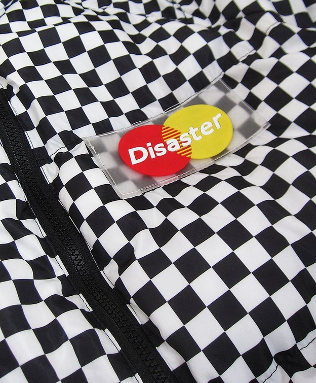 DAMSKA ZIMOWA KURTKA W KRATKĘ CZARNO-BIAŁA (701ART)