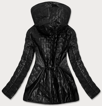 KURTKA DAMSKA Z OZDOBNYMI WSTAWKAMI CZARNA (MM50)