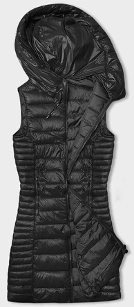 Pikowana kamizelka z kapturem czarna (16M9113-392)