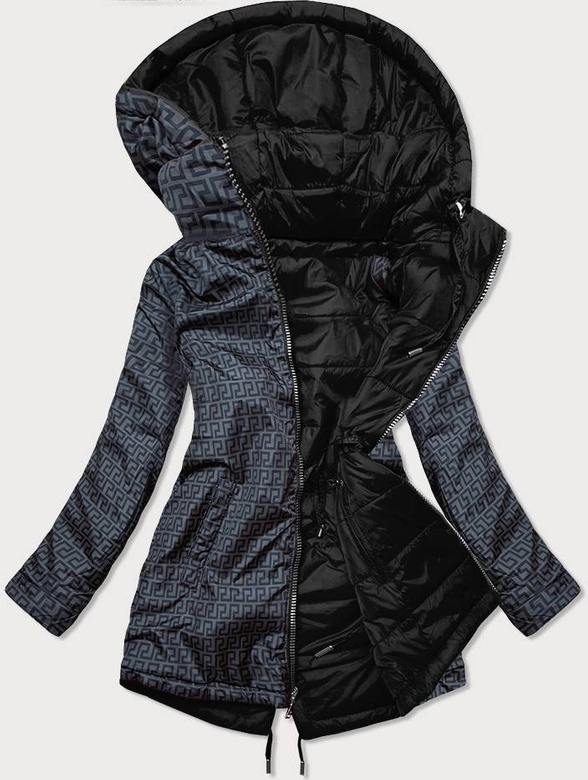 DWUSTRONNA KURTKA DAMSKA CZARNO-GRAFITOWA (W556-1)