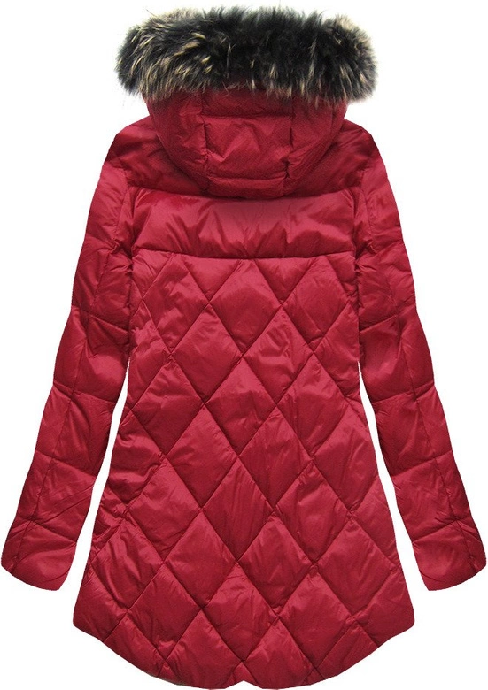 KURTKA Z PUCHEM NATURALNYM BORDOWA (1416)