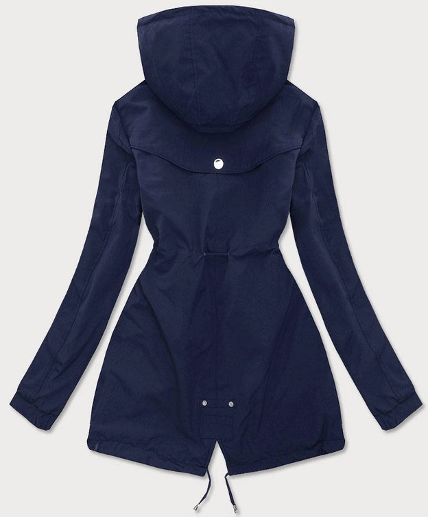 Dwustronna kurtka parka damska granatowa/kropki (w662)