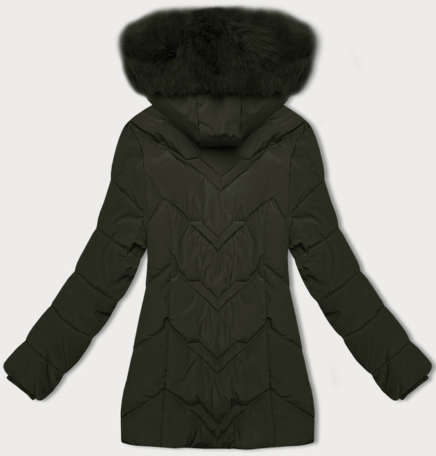 Kurtka zimowa damska plus size z kapturem S'west khaki (B8300-11)