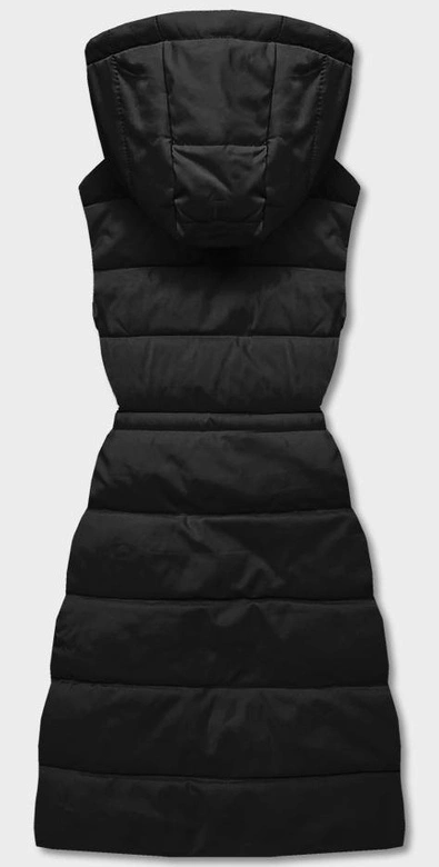 Puchowy bezrękawnik damski z kapturem czarny (CAN-860)