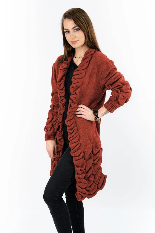 SWETER Z MARSZCZENIAMI I DZIURAMI CEGLASTY (126ART)