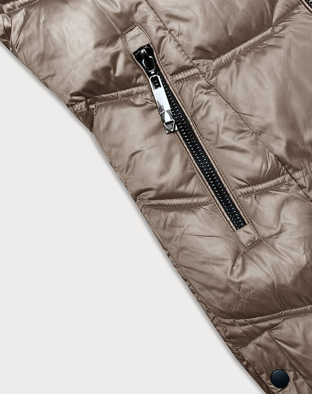 Długa kurtka zimowa z kapturem beżowa S'west (B8198-12)