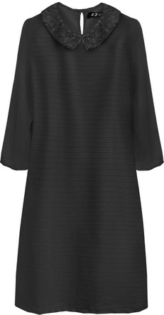 SUKIENKA Z KOŁNIERZYKIEM CZARNA (6107)