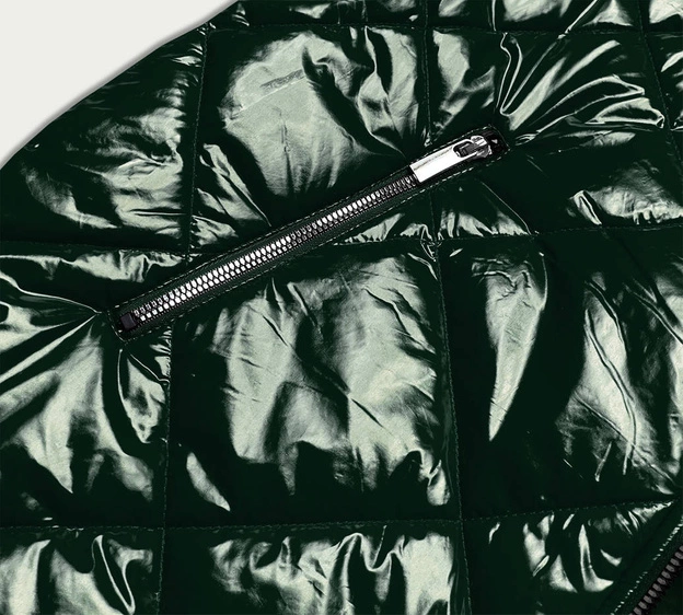 Błyszcząca kamizelka z kapturem zielona ciemna (7005big)