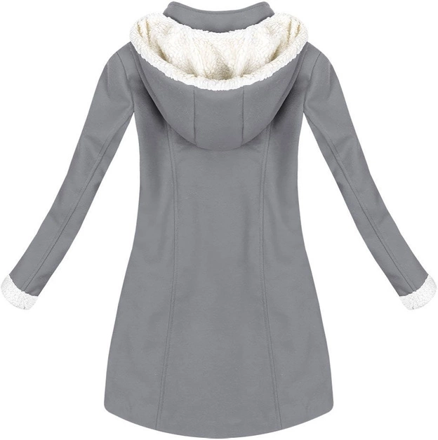 PŁASZCZ ZIMOWY Z KAPTUREM SZARY (MODEL10)