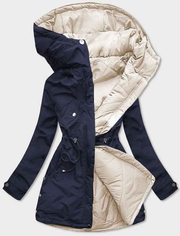 DWUSTRONNA KURTKA DAMSKA GRANAT-ECRU (M-116)