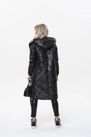 PRZEJŚCIOWY PŁASZCZ Z KAPTUREM CZARNY (C9227)