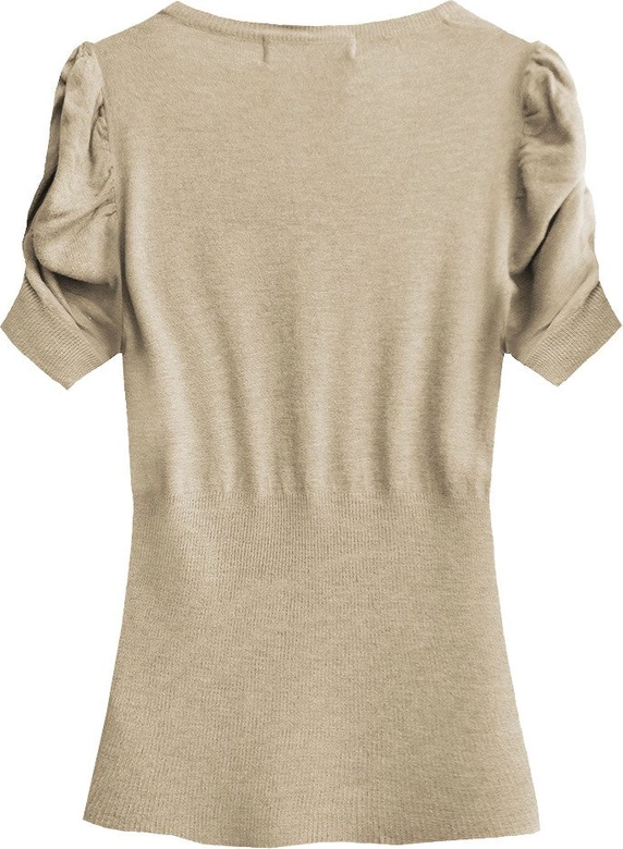 SWETER Z BUFIASTYMI RĘKAWAMI BEŻOWY (1576)