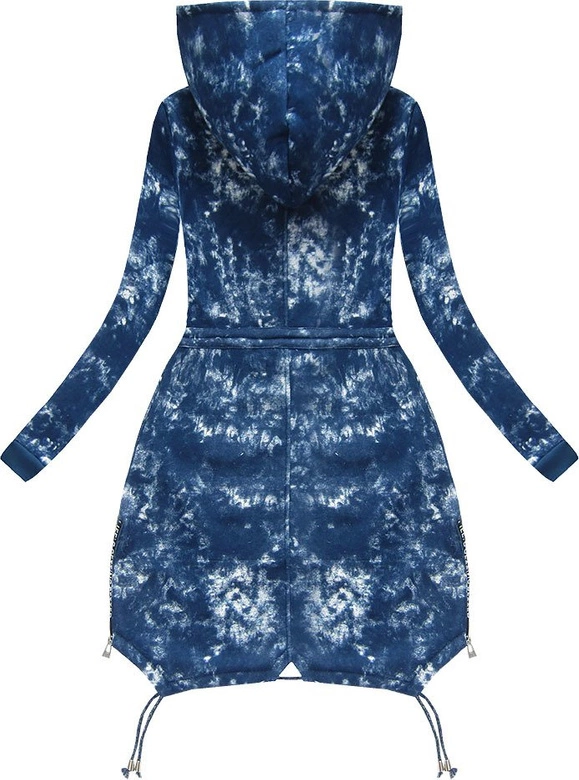 BLUZA Z HAFTAMI I KAPTUREM NIEBIESKA 2 (J7713)